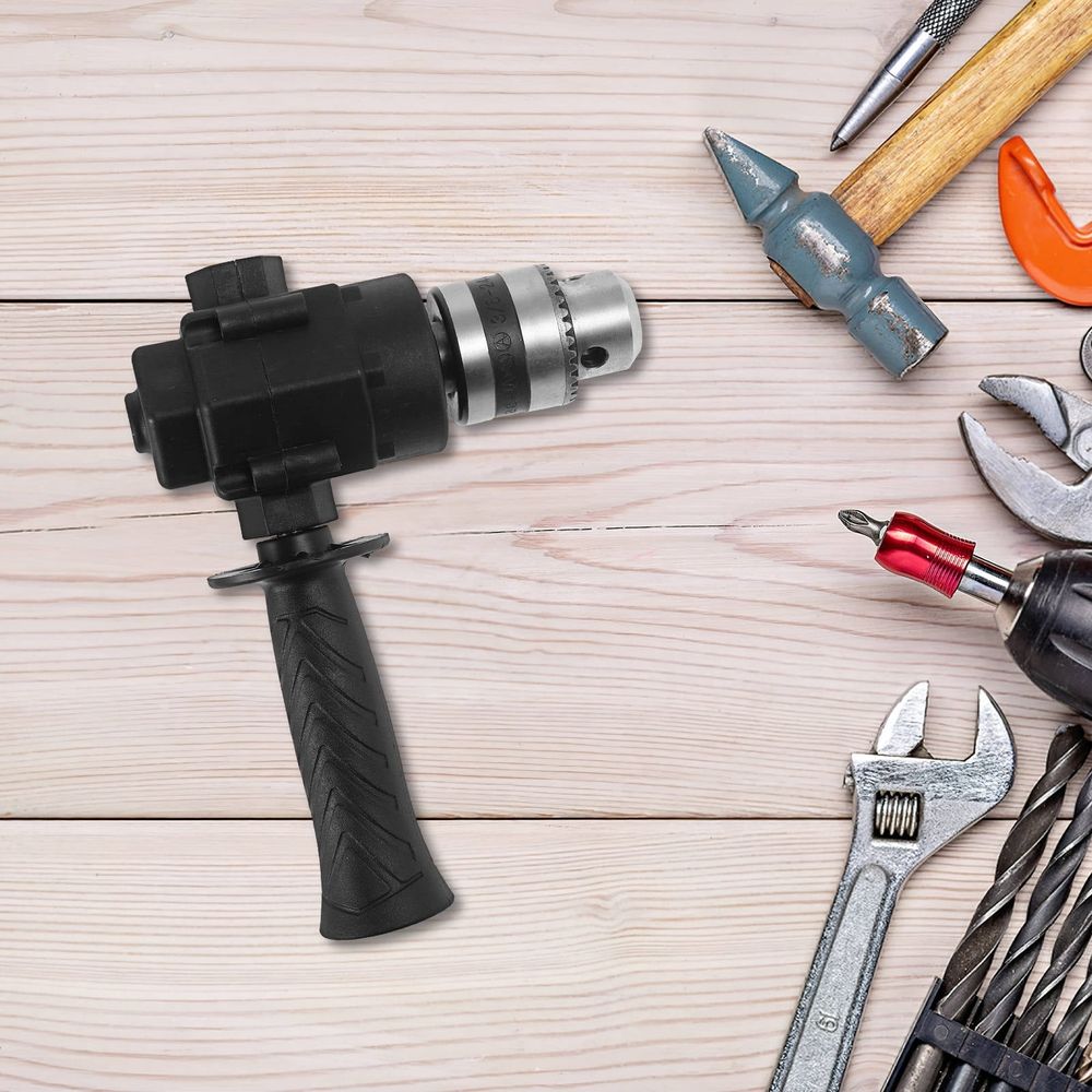 Right Angle Drill Attachment Black Metal Impact Wrench Adapter for Tight Spaces and Furniture Repair