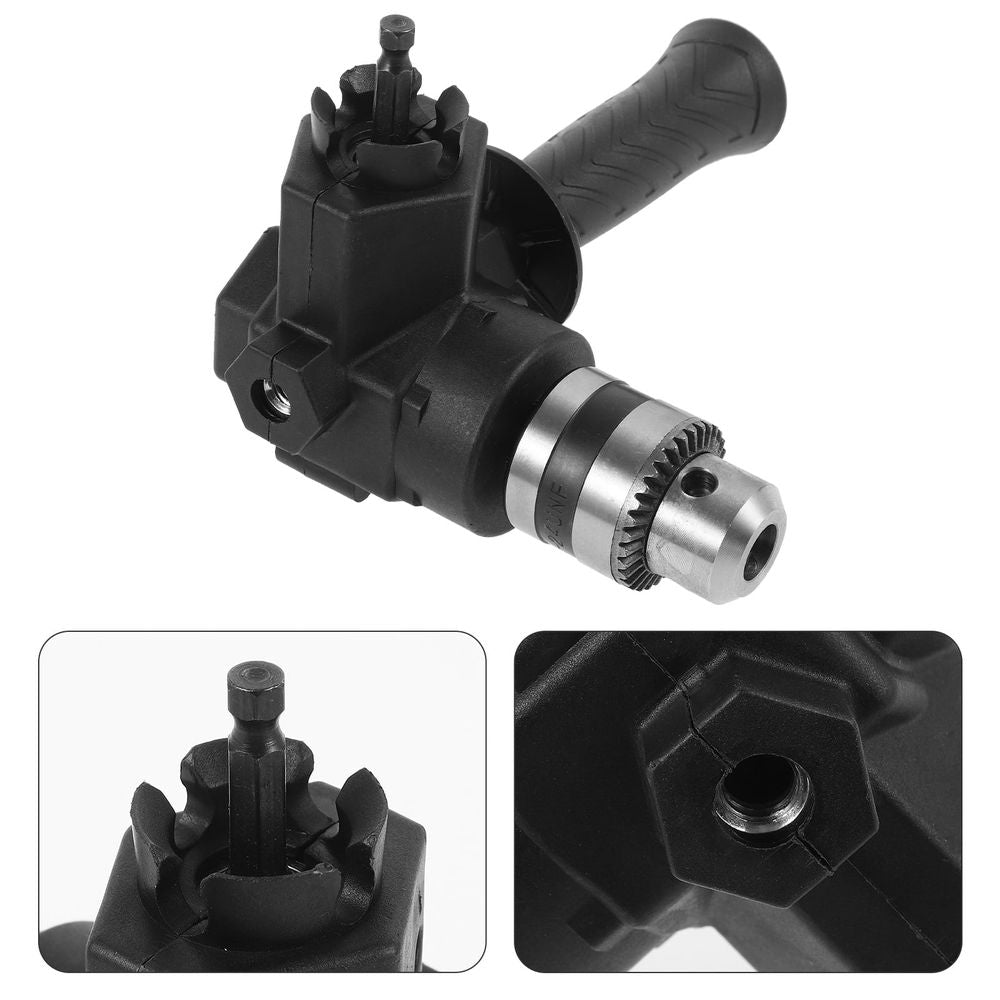 Right Angle Drill Attachment Black Metal Impact Wrench Adapter for Tight Spaces and Furniture Repair