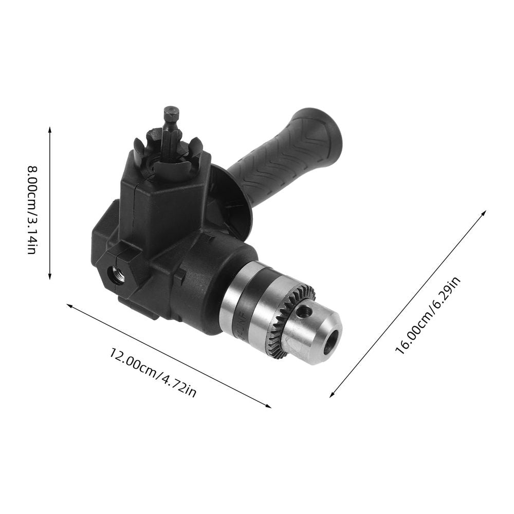 Right Angle Drill Attachment Black Metal Impact Wrench Adapter for Tight Spaces and Furniture Repair