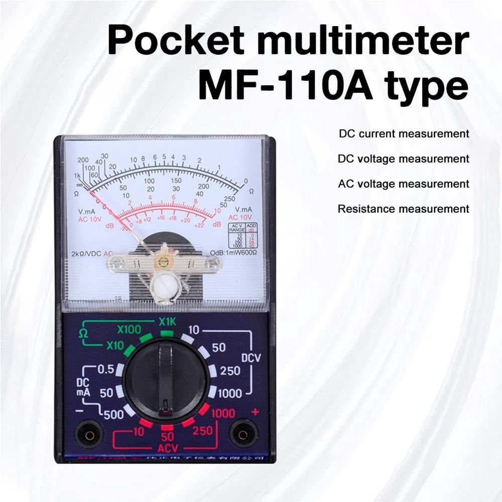 MF-110A Analog Multimeter With Test Pen 250V 1000V Voltmeter 250ma Multimeter Tester Ammeter Analog Meter