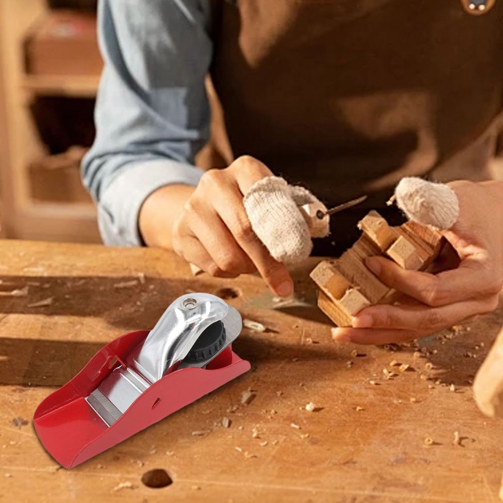 1 PCS Hand Planer Small Trimming Planer, Woodworking Pocket Plane Hand Plane with Blade Adjustable Block Plane and 1 Wood Fixe for Trimming Projects Carpenter DIY Model Making