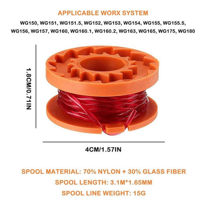 Trimmer Spool Set with 20 Lines, Compatible with WG150-WG180 Models, Grass Cutting Replacement for Garden Tools