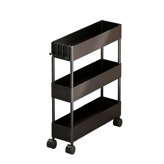 Slim Rolling Storage Rack - 25.19"x15.74"x4.72" Space-Saving Organizer on Wheels, 3-Tier Mobile Shelf for Laundry Room or Bathroom Between Washer and Toilet
