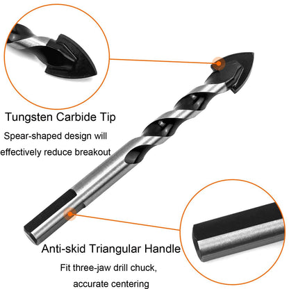 5PCS Concrete Drill Bit Set Masonry Drill Bit Set Professional Carbide Drill Bits Extension Drill Bit Set for Glass, Tile