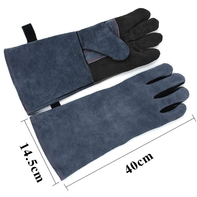 Grey and black gloves 350℃ Heat Fire Resistant Welding BBQ Grill Gloves Oven Fireplace Welder Gloves for Men Women