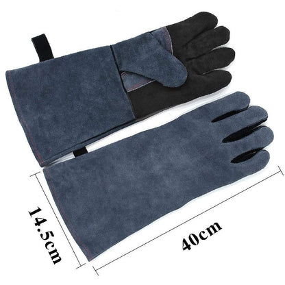 Grey and black gloves 350℃ Heat Fire Resistant Welding BBQ Grill Gloves Oven Fireplace Welder Gloves for Men Women