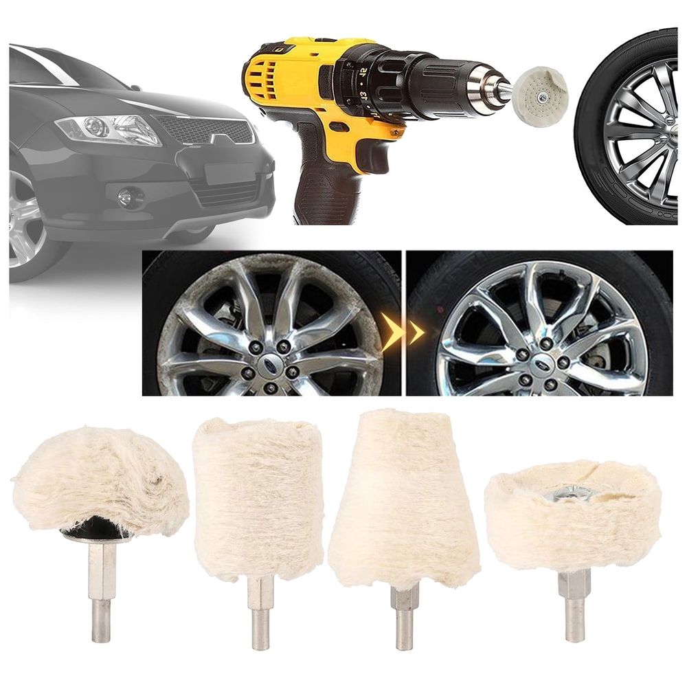 Buffing Pad Polishing Wheel Kits,4 pcs Buffing Wheel for Drill,Wheel Shaped Polishing Tool for Metal Aluminum,Stainless Steel,Chrome,Jewelry,Wood,Plastic,Ceramic,Glass,etc(Black)