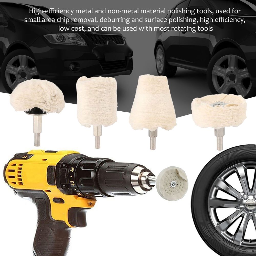Buffing Pad Polishing Wheel Kits,4 pcs Buffing Wheel for Drill,Wheel Shaped Polishing Tool for Metal Aluminum,Stainless Steel,Chrome,Jewelry,Wood,Plastic,Ceramic,Glass,etc(Black)