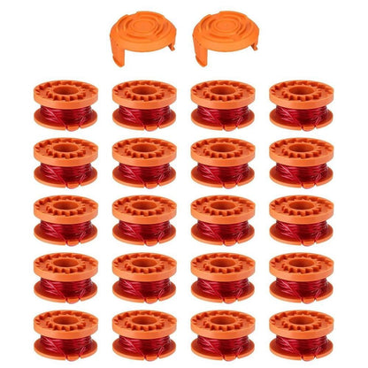 Replacement Spool for  Weed Eater String Trimmer Line, Auto Feed System, 10ft 1.65mm Nylon Line, Fits WA0010 Models (20 Spools + 2 Caps)