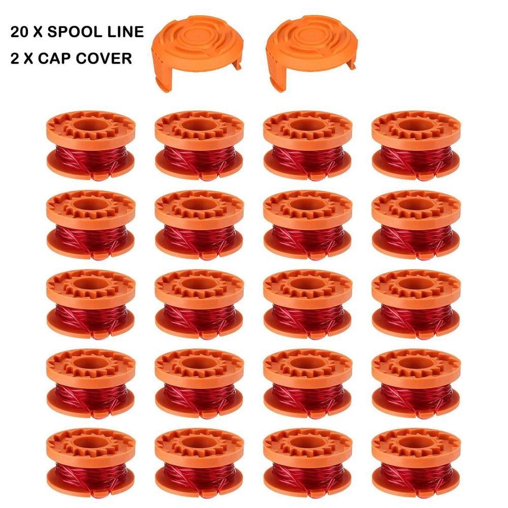 Replacement Spool for  Weed Eater String Trimmer Line, Auto Feed System, 10ft 1.65mm Nylon Line, Fits WA0010 Models (20 Spools + 2 Caps)