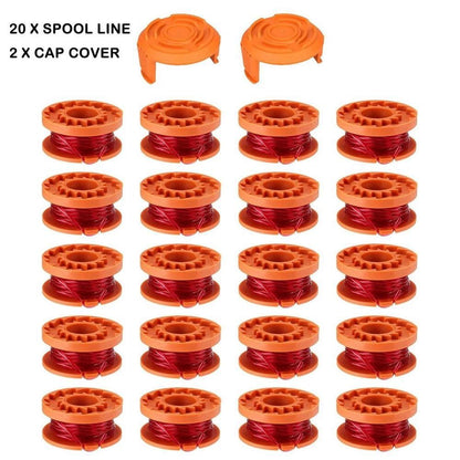 Replacement Spool for  Weed Eater String Trimmer Line, Auto Feed System, 10ft 1.65mm Nylon Line, Fits WA0010 Models (20 Spools + 2 Caps)