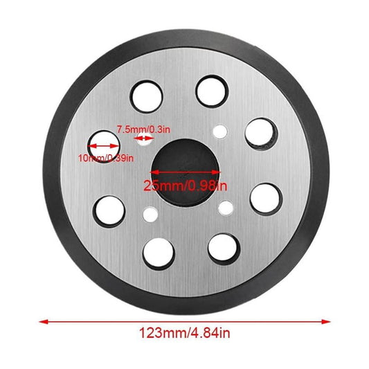 5 Inch 8 Hole Sander Pad with 4 Screw Holes, Heavy Duty Aluminum Backing, Hook and Loop Replacement Pad for Orbital Sanders