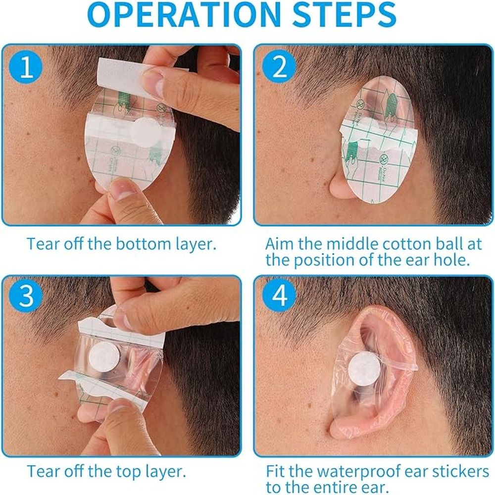 Ear Covers for Shower, 120 Pieces Waterproof Ear Stickers for Adults Ear Covers for Swimming Shower Ear Protectors with Waterproof Cotton Ear Plugs for Shower Surfing Snorkeling and Other Water Sports