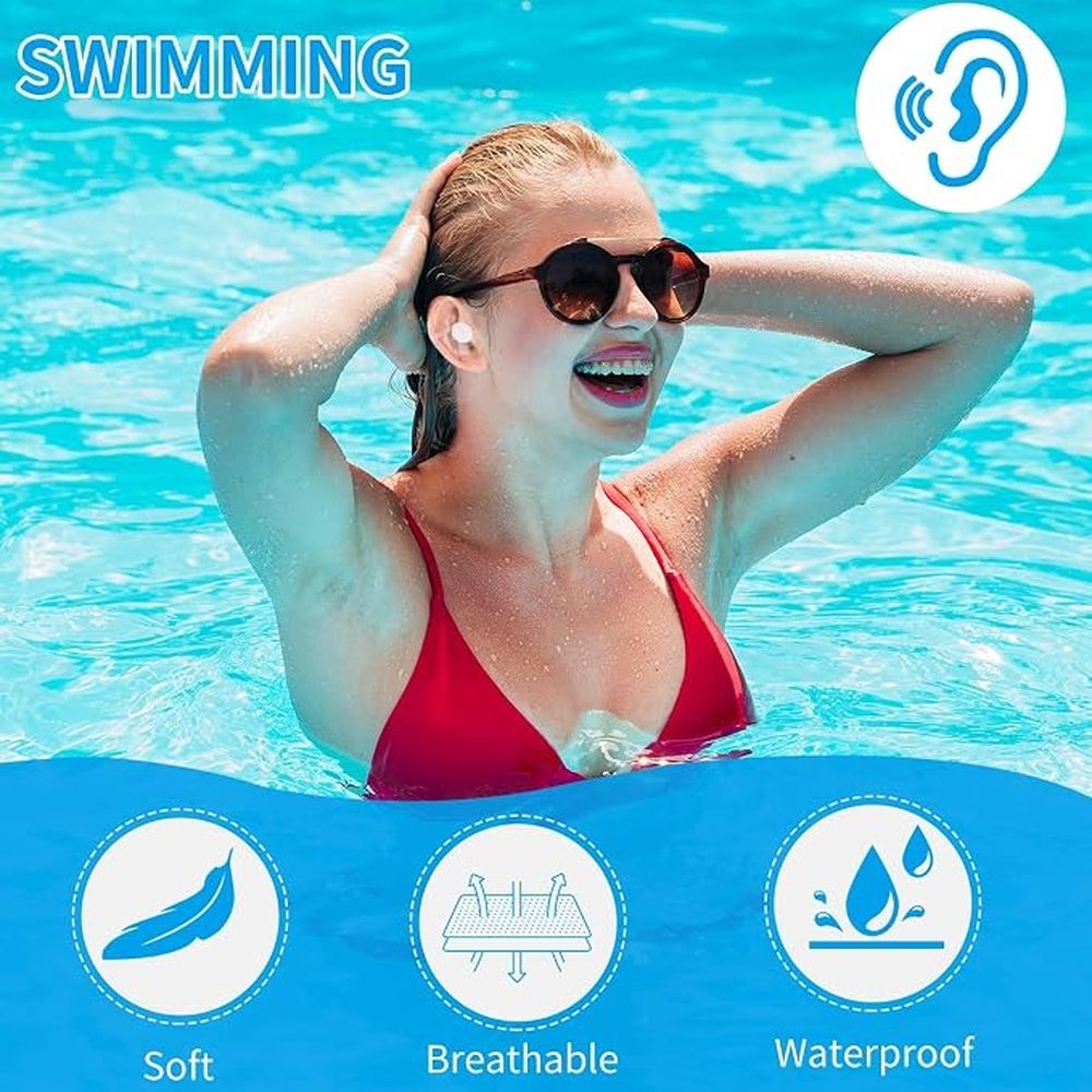 Ear Covers for Shower, 120 Pieces Waterproof Ear Stickers for Adults Ear Covers for Swimming Shower Ear Protectors with Waterproof Cotton Ear Plugs for Shower Surfing Snorkeling and Other Water Sports