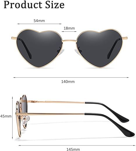 Heart Sunglasses for Women Men Retro Metal Frame Trendy Heart Shaped Glasses Protection Heart Sunglasses for Women Fashion Lovely