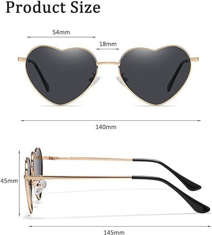 Heart Sunglasses for Women Men Retro Metal Frame Trendy Heart Shaped Glasses Protection Heart Sunglasses for Women Fashion Lovely