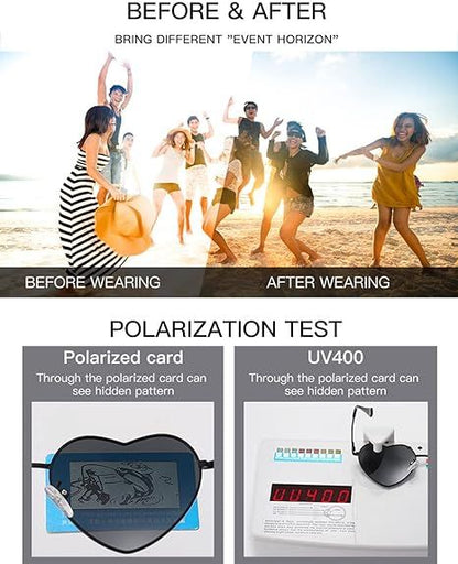Heart Sunglasses for Women Men Retro Metal Frame Trendy Heart Shaped Glasses Protection Heart Sunglasses for Women Fashion Lovely