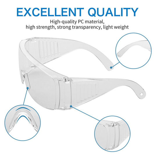2pcs Safety Glasses for Over Glasses, Fog Resistant Work Safety Glasses Clear high strength,strong transparency