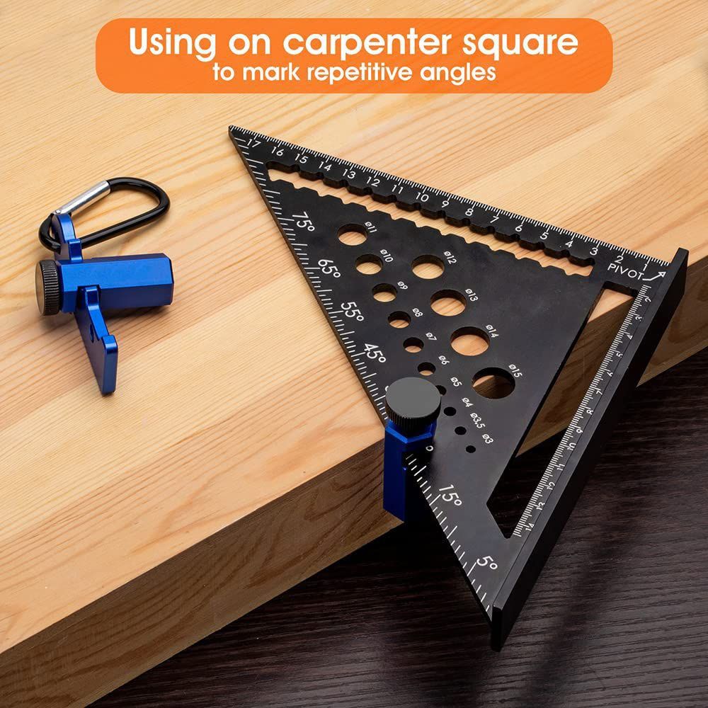 Tall Stair Gauges for Framing Square with Holder and Carabiner Stair Stringer Layout Knobs Tool for Carpentry ,Circular Saw (Blue)