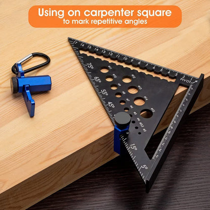Tall Stair Gauges for Framing Square with Holder and Carabiner Stair Stringer Layout Knobs Tool for Carpentry ,Circular Saw (Blue)