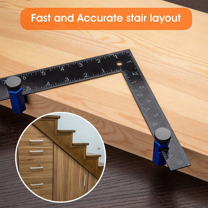 Tall Stair Gauges for Framing Square with Holder and Carabiner Stair Stringer Layout Knobs Tool for Carpentry ,Circular Saw (Blue)