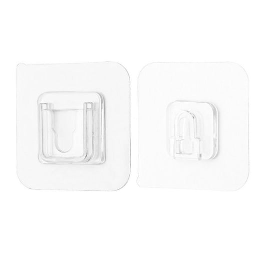 Clear Double-Sided Adhesive Wall Hooks - 5-Piece Mounted Door Hanger Kit - No Drill Sticker Hangers with Suction Cup for Bathroom