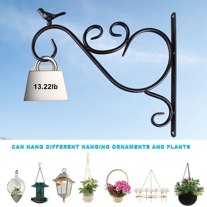 Plant Hook for Hanging Outdoor Inch 2 Pack, Wall Hooks for Hanging Plant Bracket, Black Metal Plant Hangers Outdoor , Potted