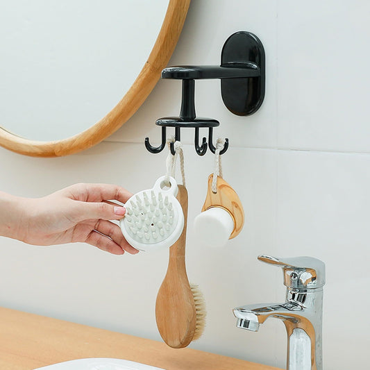 Wall Hook Wall Hook Waterproof Easy Access 360-degree Rotatable Wall-Mounted 8 Claws Storage ABS Drilling Free Utensil Hook