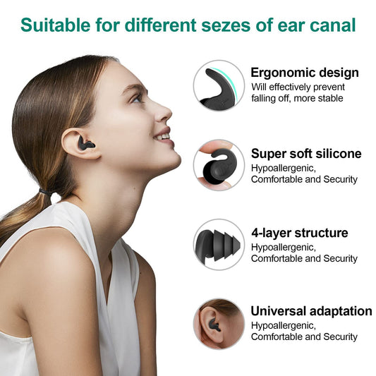 Swimming Ear Plugs for Adults,3 Pairs Waterproof Reusable Silicone Swim Earplugs for Swimming Surfing Snorkeling Showering