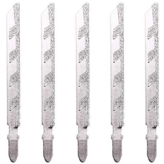5pcs  T Shank Jigsaw Blades Diamond Coated Jig Saw Blade Set Masonry Granite Tile Cutting Power Tools Accessories