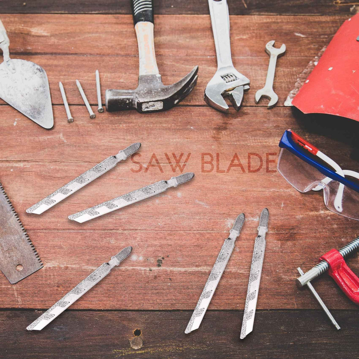 5pcs  T Shank Jigsaw Blades Diamond Coated Jig Saw Blade Set Masonry Granite Tile Cutting Power Tools Accessories