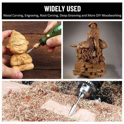 Wood Carving Tools for Rotary Tool, 5 PCS HSS Woodworking Tools Engraving Drill Bit Set Wood Crafts Grinding Tool Universal