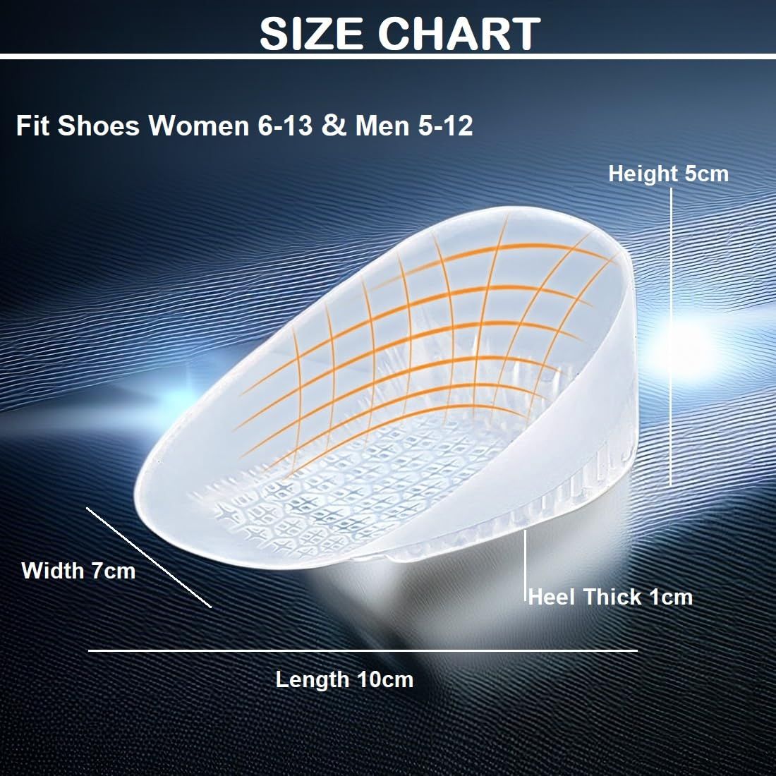 Heavy Duty Gel Heel Cups, Cushion Insert for Shock Absorption, Plantar Fasciitis, Disease and Heel Pain Relief (2 Pairs)