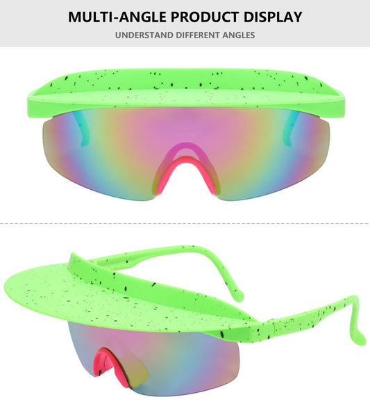 3PCS Cycling Sunglasses with Brim Colorful UV400 Protection Lens No Polarized Fashion Hat Sun Glasses for Sport