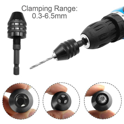1/4 Inch Hex Shank Keyless Drill Chuck Quick Change Adapter Converter drill adapter (0.3mm-6.5mm)Impact Drill Tool Attachment