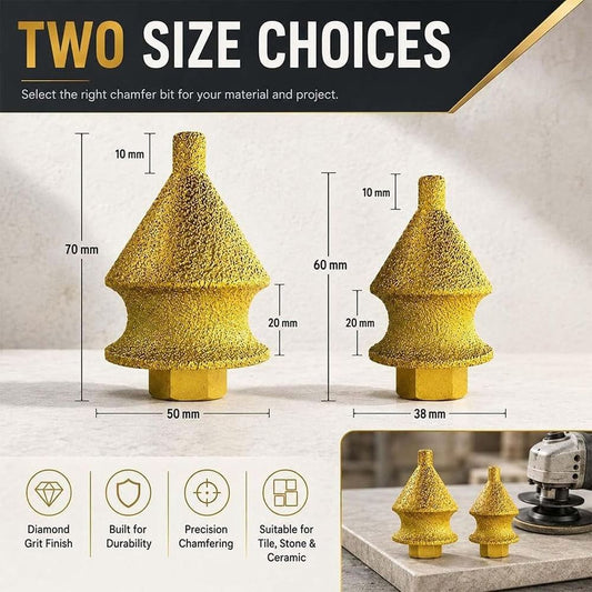 Diamond Chamfering Bit for Angle Grinder, Multi Diamond, Drill Bits Universal Fit, 4-in-1 Chamfer Tool with M10 Stone Marble Stone, Smooth Edge Chamfering, Hole Enlarging