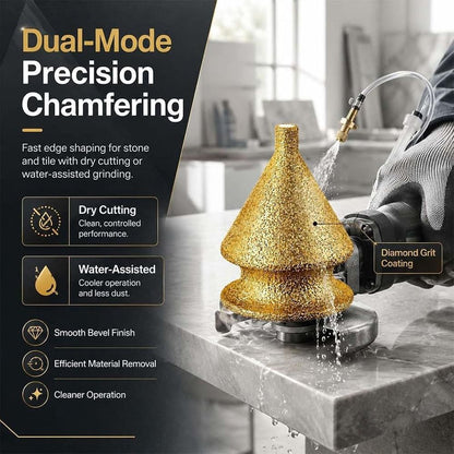 Diamond Chamfering Bit for Angle Grinder, Multi Diamond, Drill Bits Universal Fit, 4-in-1 Chamfer Tool with M10 Stone Marble Stone, Smooth Edge Chamfering, Hole Enlarging