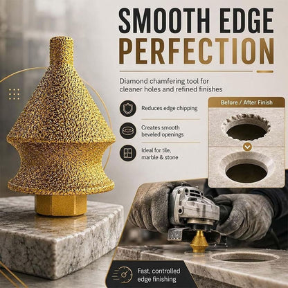 Diamond Chamfering Bit for Angle Grinder, Multi Diamond, Drill Bits Universal Fit, 4-in-1 Chamfer Tool with M10 Stone Marble Stone, Smooth Edge Chamfering, Hole Enlarging