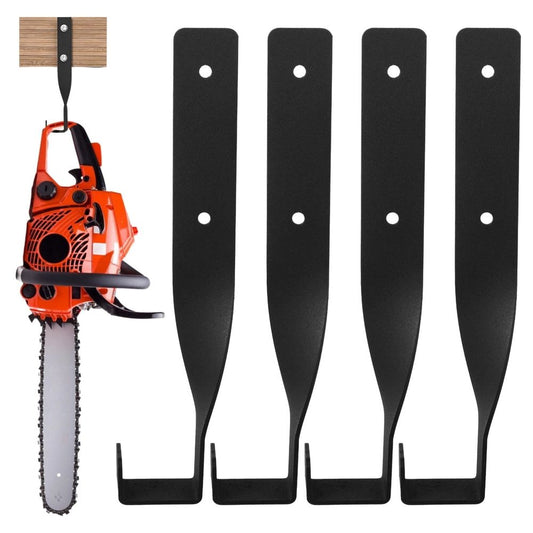 4PCS Chainsaw Wall Mounts, Metal Chainsaw Wall Hanger, Wall Mounted Chainsaw Holder for Garage, Backpack Blower Hanging Rack, Tool Room Utensil Hook for Electric Saw, Weed Eater, String Trimmer