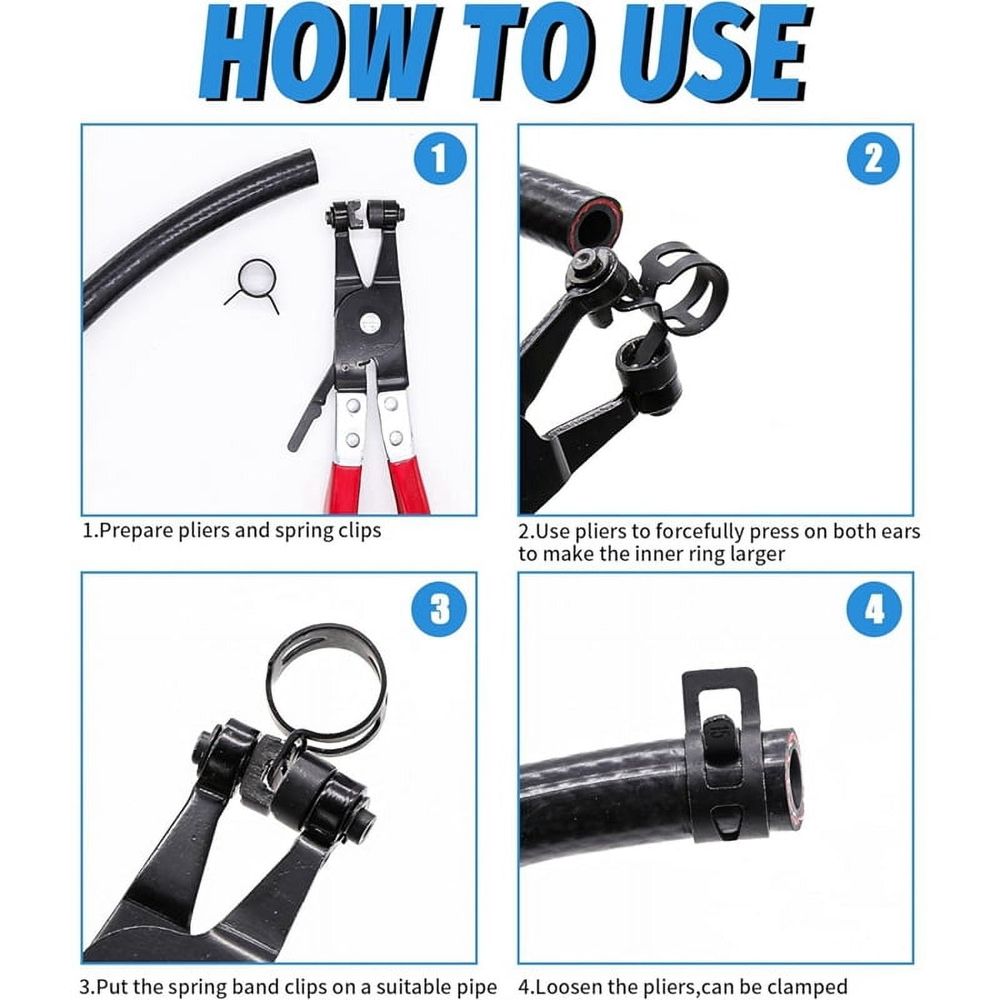 130Pcs 6-25mm Spring Band Hose Clamps with Swivel Hose Clamp Plier Assortment Kit,Constant Tension Hose Clamp Line