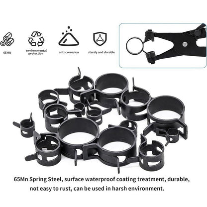 130Pcs 6-25mm Spring Band Hose Clamps with Swivel Hose Clamp Plier Assortment Kit,Constant Tension Hose Clamp Line