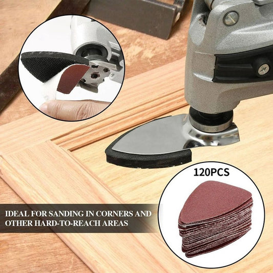 246Pcs Oscillating Tool Sanding Pad Kit, 3Pcs Triangle Sanding Pads and 3Pcs Finger Sanding Pad, 240Pcs Sandpaper