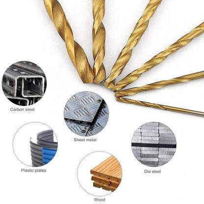 MountRuby Titanium Coated Drill Bit Set, 120-Piece, High-Speed Steel (HSS) for Metal and Steel, Gold Finish