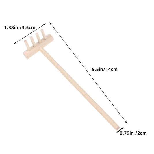 Small Garden Rake Zen Sandbox Sand Rake Bamboo 7pcs
