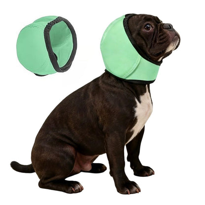 Dog Ear Muffs,Elasticity Adjustable No Flap Ear Wraps for Dogs,Dog Ears Headband for Noise Reduction and Sound Insulation When Swimming in Summer,Green,S
