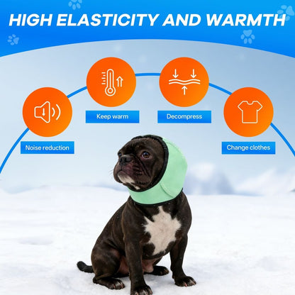 Dog Ear Muffs,Elasticity Adjustable No Flap Ear Wraps for Dogs,Dog Ears Headband for Noise Reduction and Sound Insulation When Swimming in Summer,Green,S
