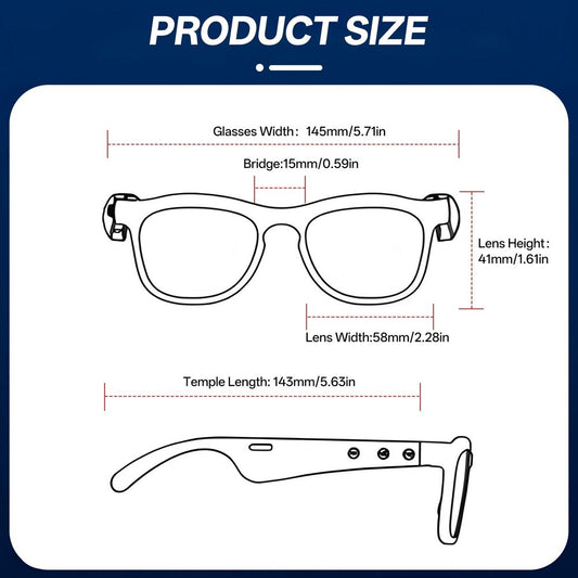 AI Glasses,Wireless Bluetooth Smart Glasses,Smart Audio Bluetooth Glasses for Men and Women,Sun Glasses witn HD Voice Call for Outdoor Activities,Driving,Vacations