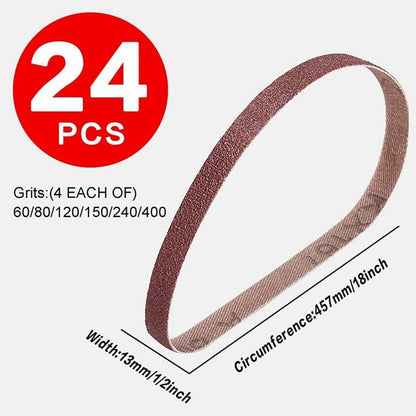 Sanding Belt 72 Pack 1/2 X 18 Inch Aluminum Oxide Air File Sander Belt Assortment,Belt Sander Tool for Woodworking