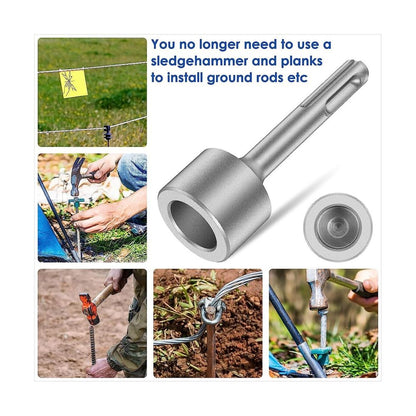Post Ground Rod Driver, Drill Bit Driver Hammer Converter for Grounding Rods E