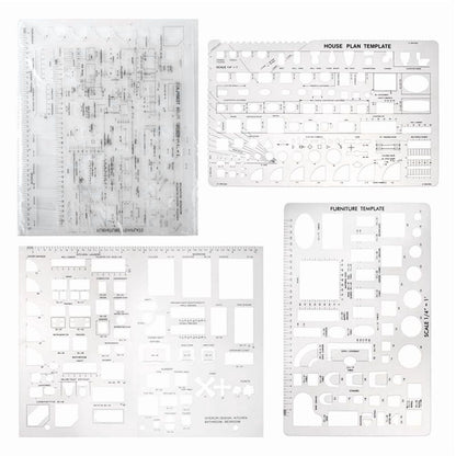 Architectural Drafting Tools: 3-Piece Ruler Set for House Plans, Furniture, Kitchen & Interior Design